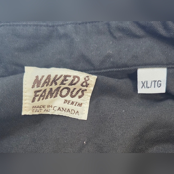 Naked And Famous Long Sleeve,  Button Down Black Cotton Shirt XL - Picture 5 of 9
